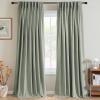 imageHVERSAILTEX Pinch Pleated Full Blackout Curtains Linen Blended Chenille Blackout Curtains 84 inch Length 2 Panels Bedroom Thermal Insulated Farmhouse Neutral Track Drapes with Hooks Heather NaturalHeather Sage