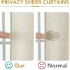 imageHVERSAILTEX Sheer Curtains 84 inches Long NoSeeThrough Farmhouse Light Filtering Drapes for Living RoomBedroom SemiSheer Privacy Window Panels with Rod Pocket Natural 2 PanelsNatural