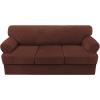 imageHVERSAILTEX Sofa Cover 4 Piece T Cushion Sofa Slipcovers Thick Velvet Couch Cover Stretch T Cushion Sofa Covers for 3 Cushion Couch with 3 Individual T Cushion Covers Burnt BrickBurnt Brick