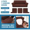 imageHVERSAILTEX Sofa Cover 4 Piece T Cushion Sofa Slipcovers Thick Velvet Couch Cover Stretch T Cushion Sofa Covers for 3 Cushion Couch with 3 Individual T Cushion Covers Burnt BrickBurnt Brick