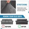 imageHVERSAILTEX Sofa Cover 4 Piece T Cushion Sofa Slipcovers Thick Velvet Couch Cover Stretch T Cushion Sofa Covers for 3 Cushion Couch with 3 Individual T Cushion Covers Burnt BrickNeutral Gray