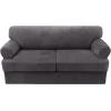 imageHVERSAILTEX Sofa Cover 4 Piece T Cushion Sofa Slipcovers Thick Velvet Couch Cover Stretch T Cushion Sofa Covers for 3 Cushion Couch with 3 Individual T Cushion Covers Burnt BrickNeutral Gray