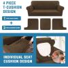imageHVERSAILTEX Sofa Cover 4 Piece T Cushion Sofa Slipcovers Thick Velvet Couch Cover Stretch T Cushion Sofa Covers for 3 Cushion Couch with 3 Individual T Cushion Covers Burnt BrickBronze Brown