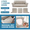 imageHVERSAILTEX Sofa Cover 4 Piece T Cushion Sofa Slipcovers Thick Velvet Couch Cover Stretch T Cushion Sofa Covers for 3 Cushion Couch with 3 Individual T Cushion Covers Burnt BrickFrench Oak