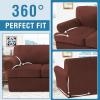 imageHVERSAILTEX Sofa Cover 4 Piece T Cushion Sofa Slipcovers Thick Velvet Couch Cover Stretch T Cushion Sofa Covers for 3 Cushion Couch with 3 Individual T Cushion Covers Burnt BrickBurnt Brick