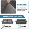 imageHVERSAILTEX Sofa Cover 4 Piece T Cushion Sofa Slipcovers Thick Velvet Couch Cover Stretch T Cushion Sofa Covers for 3 Cushion Couch with 3 Individual T Cushion Covers Burnt BrickNeutral Gray