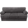 imageHVERSAILTEX Sofa Cover 4 Piece T Cushion Sofa Slipcovers Thick Velvet Couch Cover Stretch T Cushion Sofa Covers for 3 Cushion Couch with 3 Individual T Cushion Covers Burnt BrickNeutral Gray