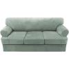 imageHVERSAILTEX Sofa Cover 4 Piece T Cushion Sofa Slipcovers Thick Velvet Couch Cover Stretch T Cushion Sofa Covers for 3 Cushion Couch with 3 Individual T Cushion Covers Burnt BrickSea Grass