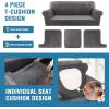 imageHVERSAILTEX Sofa Cover 4 Piece T Cushion Sofa Slipcovers Thick Velvet Couch Cover Stretch T Cushion Sofa Covers for 3 Cushion Couch with 3 Individual T Cushion Covers Burnt BrickNeutral Gray