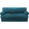 imageHVERSAILTEX Sofa Cover 4 Piece T Cushion Sofa Slipcovers Thick Velvet Couch Cover Stretch T Cushion Sofa Covers for 3 Cushion Couch with 3 Individual T Cushion Covers Burnt BrickDeep Teal