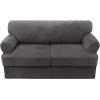 imageHVERSAILTEX Sofa Cover 4 Piece T Cushion Sofa Slipcovers Thick Velvet Couch Cover Stretch T Cushion Sofa Covers for 3 Cushion Couch with 3 Individual T Cushion Covers Burnt BrickNeutral Gray