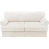 imageHVERSAILTEX Sofa Cover 4 Piece T Cushion Sofa Slipcovers Thick Velvet Couch Cover Stretch T Cushion Sofa Covers for 3 Cushion Couch with 3 Individual T Cushion Covers Burnt BrickPorcelain