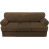 imageHVERSAILTEX Sofa Cover 4 Piece T Cushion Sofa Slipcovers Thick Velvet Couch Cover Stretch T Cushion Sofa Covers for 3 Cushion Couch with 3 Individual T Cushion Covers Burnt BrickBronze Brown