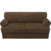 imageHVERSAILTEX Sofa Cover 4 Piece T Cushion Sofa Slipcovers Thick Velvet Couch Cover Stretch T Cushion Sofa Covers for 3 Cushion Couch with 3 Individual T Cushion Covers Burnt BrickBronze Brown