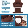 imageHVERSAILTEX Sofa Cover 4 Piece T Cushion Sofa Slipcovers Thick Velvet Couch Cover Stretch T Cushion Sofa Covers for 3 Cushion Couch with 3 Individual T Cushion Covers Burnt BrickBurnt Brick