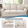imageHVERSAILTEX Waterproof Sofa Seat Cushion Covers Sofa Covers for Seating Couch Cushion Slipcover Protectors Non Slip Cushion Cover Made of Looped Fleece Fabric Durable Sturdy 3 Pack GreyNatural White