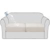 imageHVERSAILTEX Waterproof Sofa Seat Cushion Covers Sofa Covers for Seating Couch Cushion Slipcover Protectors Non Slip Cushion Cover Made of Looped Fleece Fabric Durable Sturdy 3 Pack GreyNatural White