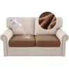 imageHVERSAILTEX Waterproof Sofa Seat Cushion Covers Sofa Covers for Seating Couch Cushion Slipcover Protectors Non Slip Cushion Cover Made of Looped Fleece Fabric Durable Sturdy 3 Pack GreyCaramel