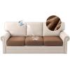 imageHVERSAILTEX Waterproof Sofa Seat Cushion Covers Sofa Covers for Seating Couch Cushion Slipcover Protectors Non Slip Cushion Cover Made of Looped Fleece Fabric Durable Sturdy 3 Pack GreyCaramel