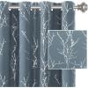 imageHVERSAILTEX Blackout Curtains for Bedroom Foil Print Twig Tree Branch Thermal Insulated Grommet Curtain Drapes Light Blocking Thick Soft Window Curtains for Living 52 x 84 Inch 2 Panels SageStone Blue