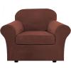 imageHVERSAILTEX Modern Velvet Plush 4 Piece High Stretch Sofa Slipcover Sofa Cover Furniture Protector Form Fit Thick Velvet Sofa Cover for 3 Cushion Couch Width Up to 90 Inch Sofa Bronze BrownBurnt Brick