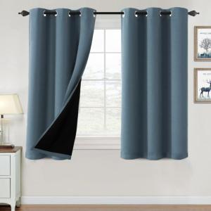 imageHVERSAILTEX 100 Blackout Curtains for Bedroom Thermal Insulated Blackout Curtains 84 inch Length Full Light Blocking Curtains for Living Room with Black Liner 2 Panels Set BurgundyStone Blue