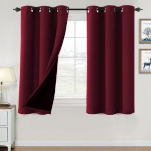 imageHVERSAILTEX 100 Blackout Curtains for Bedroom Thermal Insulated Blackout Curtains 84 inch Length Full Light Blocking Curtains for Living Room with Black Liner 2 Panels Set BurgundyBurgundy