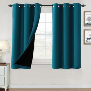imageHVERSAILTEX 100 Blackout Curtains for Bedroom Thermal Insulated Blackout Curtains 84 inch Length Full Light Blocking Curtains for Living Room with Black Liner 2 Panels Set BurgundyDark Teal