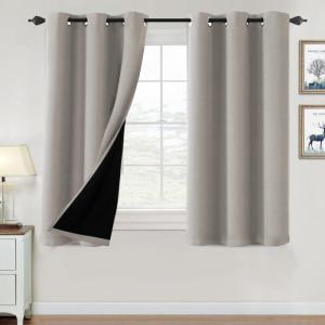 imageHVERSAILTEX 100 Blackout Curtains for Bedroom Thermal Insulated Blackout Curtains 84 inch Length Full Light Blocking Curtains for Living Room with Black Liner 2 Panels Set BurgundyWarm Taupe