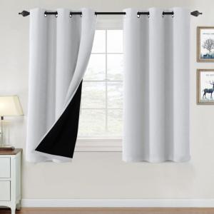 imageHVERSAILTEX 100 Blackout Curtains for Bedroom Thermal Insulated Blackout Curtains 84 inch Length Full Light Blocking Curtains for Living Room with Black Liner 2 Panels Set BurgundyGreyish White
