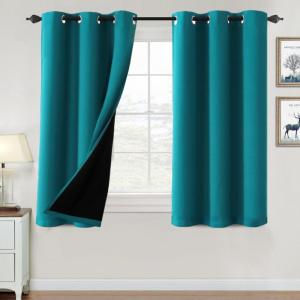 imageHVERSAILTEX 100 Blackout Curtains for Bedroom Thermal Insulated Blackout Curtains 84 inch Length Full Light Blocking Curtains for Living Room with Black Liner 2 Panels Set BurgundyTurquoise Blue