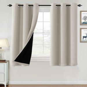 imageHVERSAILTEX 100 Blackout Curtains for Bedroom Thermal Insulated Blackout Curtains 84 inch Length Full Light Blocking Curtains for Living Room with Black Liner 2 Panels Set BurgundyPumice Stone