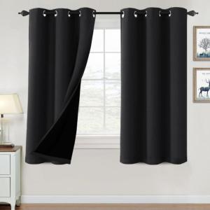 imageHVERSAILTEX 100 Blackout Curtains for Bedroom Thermal Insulated Blackout Curtains 84 inch Length Full Light Blocking Curtains for Living Room with Black Liner 2 Panels Set BurgundyJet Black