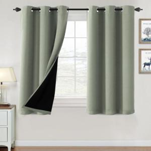 imageHVERSAILTEX 100 Blackout Curtains for Bedroom Thermal Insulated Blackout Curtains 84 inch Length Full Light Blocking Curtains for Living Room with Black Liner 2 Panels Set BurgundyLight Sage