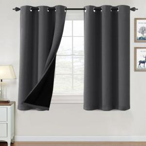 imageHVERSAILTEX 100 Blackout Curtains for Bedroom Thermal Insulated Blackout Curtains 84 inch Length Full Light Blocking Curtains for Living Room with Black Liner 2 Panels Set BurgundyCharcoal Gray