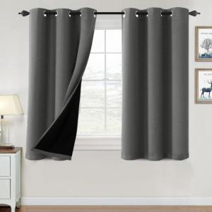 imageHVERSAILTEX 100 Blackout Curtains for Bedroom Thermal Insulated Blackout Curtains 84 inch Length Full Light Blocking Curtains for Living Room with Black Liner 2 Panels Set BurgundyGrey