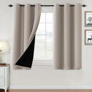 imageHVERSAILTEX 100 Blackout Curtains for Bedroom Thermal Insulated Blackout Curtains 84 inch Length Full Light Blocking Curtains for Living Room with Black Liner 2 Panels Set BurgundyNatural Sand