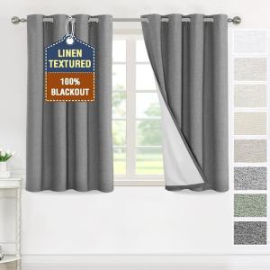 imageHVERSAILTEX 100 Blackout Curtains for Bedroom Thermal Insulated Linen Textured Curtains Heat and Full Light Blocking Drapes Living Room Curtains 2 Panel Sets 52x84 Inch Heather OatmealNot SolidHeather Mid Grey