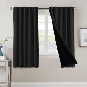 imageHVERSAILTEX 100 Blackout Curtains for Bedroom with Black Liner Full Room Darkening Curtains 96 Inches Long Thermal Insulated Back TabRod Pocket Window Drapes for Living Room 2 Panels BurgundyJet Black