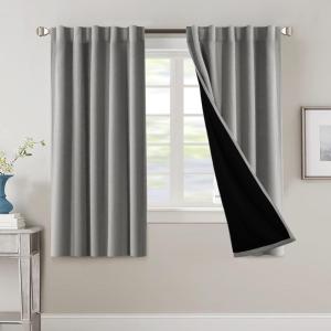imageHVERSAILTEX 100 Blackout Curtains for Bedroom with Black Liner Full Room Darkening Curtains 96 Inches Long Thermal Insulated Back TabRod Pocket Window Drapes for Living Room 2 Panels BurgundyDove Grey