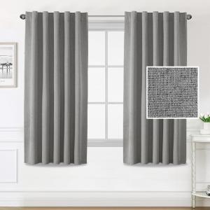 imageHVERSAILTEX 100 Blackout Linen Curtains for Bedroom 96 inch Light Blocking Drapes with Double Face Linen Back Tab Loop Pocket Textured Burlap Curtains for Living Room 2 Panels Heather Off WhiteHeather Grey