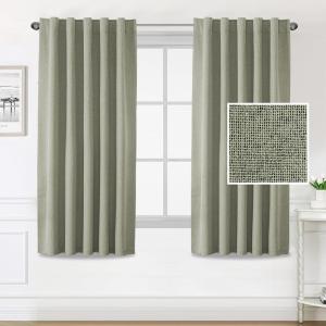 imageHVERSAILTEX 100 Blackout Linen Curtains for Bedroom 96 inch Light Blocking Drapes with Double Face Linen Back Tab Loop Pocket Textured Burlap Curtains for Living Room 2 Panels Heather Off WhiteHeather Sage