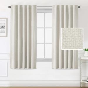 imageHVERSAILTEX 100 Blackout Linen Curtains for Bedroom 96 inch Light Blocking Drapes with Double Face Linen Back Tab Loop Pocket Textured Burlap Curtains for Living Room 2 Panels Heather Off WhiteHeather Off White