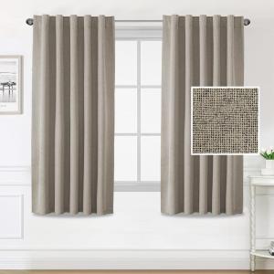 imageHVERSAILTEX 100 Blackout Linen Curtains for Bedroom 96 inch Light Blocking Drapes with Double Face Linen Back Tab Loop Pocket Textured Burlap Curtains for Living Room 2 Panels Heather Off WhiteHeather Taupe