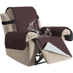 imageHVERSAILTEX 100 Waterproof Recliner Chair Cover NonSlip Reclining Cover for Recliner Chair Washable Dog Chair Cover Stay in Place Ideal Furniture Protector with Elastic Straps Recliner BlackBrown
