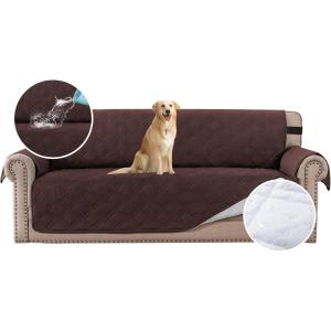 imageHVERSAILTEX 100 Waterproof Sofa Slipcover Washable Loveseat Cover for 2 Cushion Cover NonSlip Furniture Protector with Puppy Paw Silicone Backing Couch Cover for Pets Dogs Loveseat BlackBrown