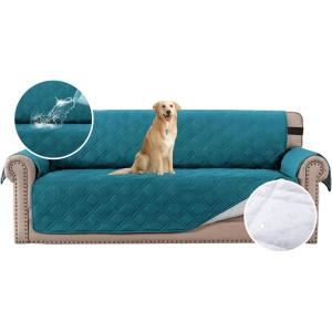 imageHVERSAILTEX 100 Waterproof Sofa Slipcover Washable Loveseat Cover for 2 Cushion Cover NonSlip Furniture Protector with Puppy Paw Silicone Backing Couch Cover for Pets Dogs Loveseat BlackDark Teal