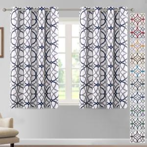 imageHVERSAILTEX Blackout Curtains Printed Design 84 Inch Length 2 Panels Set Thermal Insulated Curtains for Bedroom Living Room Geometric Modern Grommet Window Drapes  Taupe and BrownDark Denim  Gray