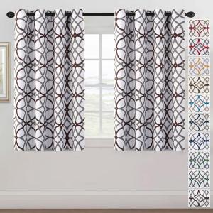 imageHVERSAILTEX Blackout Curtains Printed Design 84 Inch Length 2 Panels Set Thermal Insulated Curtains for Bedroom Living Room Geometric Modern Grommet Window Drapes  Taupe and BrownBrown  Gray