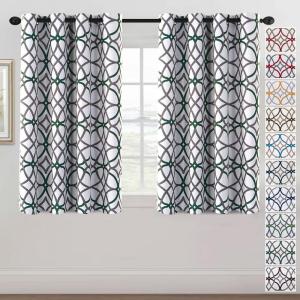 imageHVERSAILTEX Blackout Curtains Printed Design 84 Inch Length 2 Panels Set Thermal Insulated Curtains for Bedroom Living Room Geometric Modern Grommet Window Drapes  Taupe and BrownHunter Green  Gray